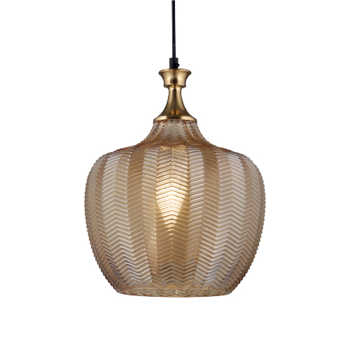 Colgante 1 luz E27 vidrio diámetro 26cm, alto 24cm ambar